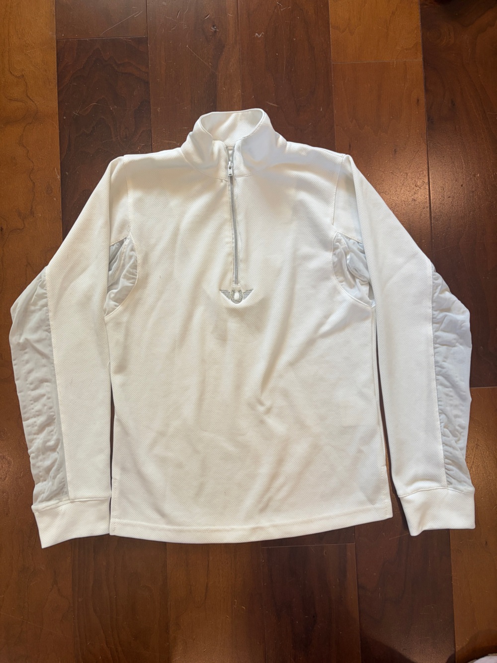 TuffRider Kids' Quarter Zip ventilated White Polo - XL